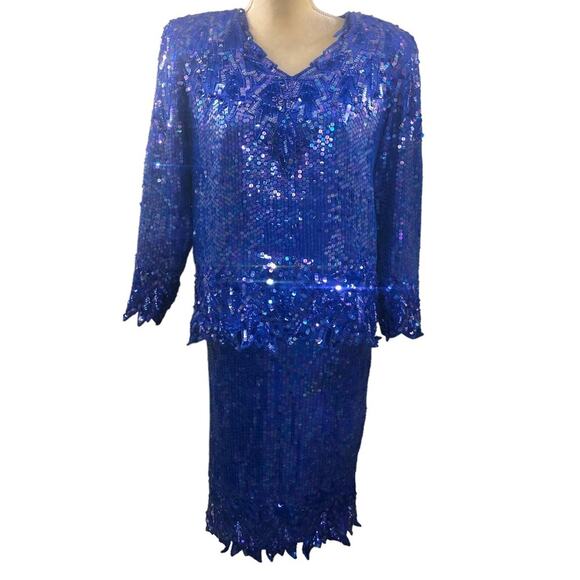 ⭐ 🔥 50% OFF SALE —FINAL PRICEVintage Stenay Silk Sequin Skirt Blouse Set Size M - Picture 2 of 14